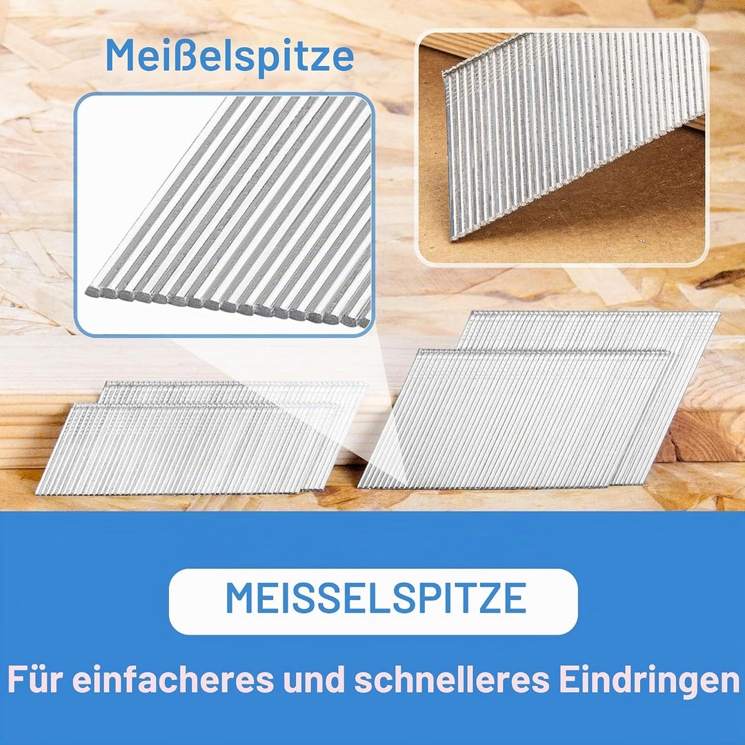 meite 16 Gauge abgewinkelte Nägel, 20 Grad, 2000 Stück (5,1 cm, 5,1 cm, 3,8 cm, 3,8 cm, 500 pro Grös