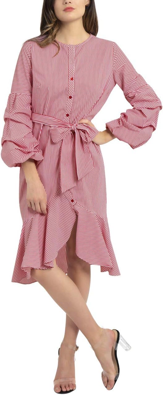 APART Fashion Damen Striped Dress Kleid 38 Rot (Rot-creme Rot-creme), 38 Rot (Rot-creme Rot-creme)
