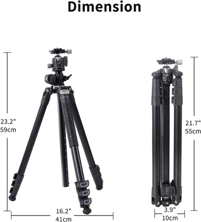 Cayer 72.5" Camera Tripod with Multi-Angle Center Column, Horizontal Tripod Monopod with Ball Head,