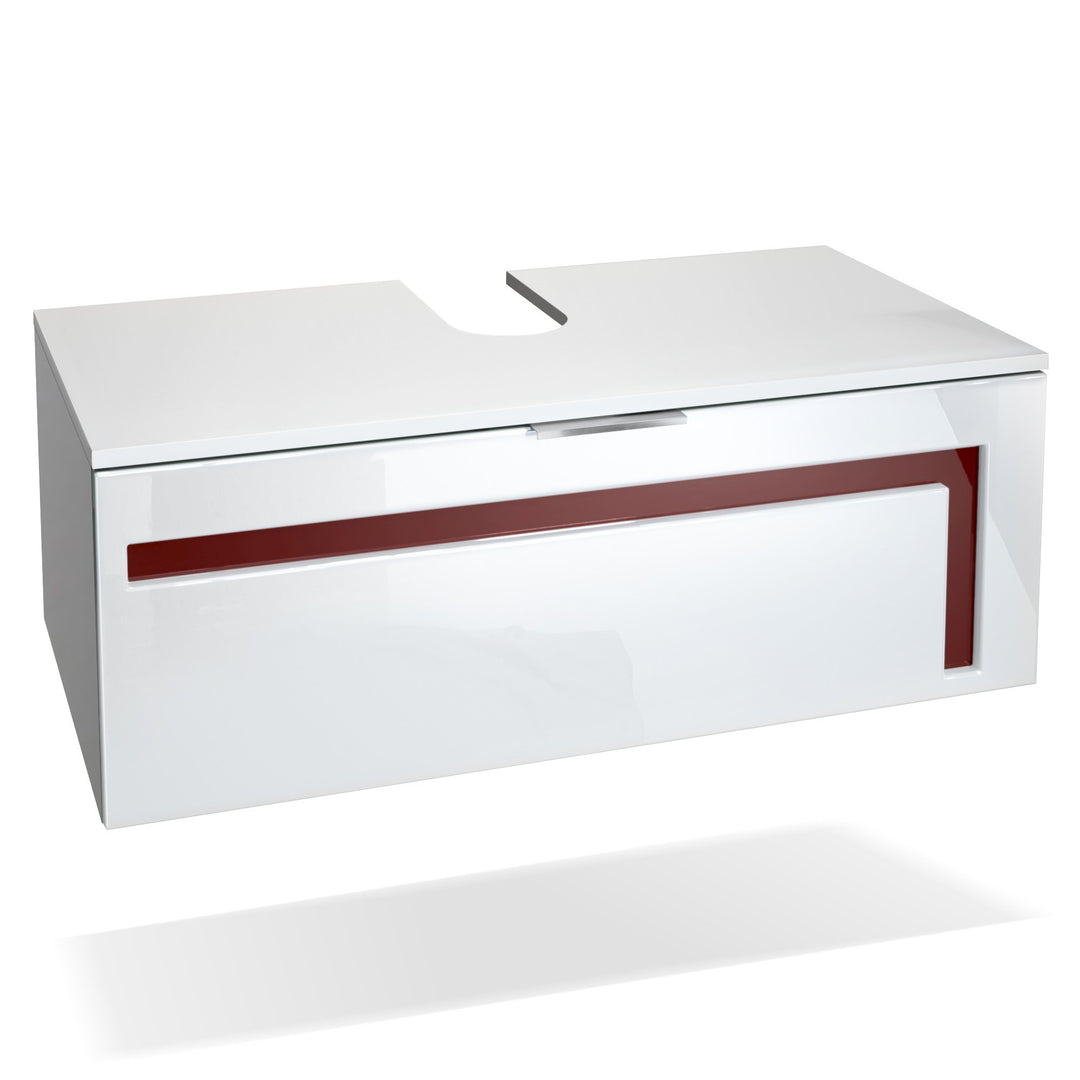 Vladon Waschtisch Waschbecken Unterschrank Aloha V2, Korpus in Weiss matt/Fronten in Weiss Hochglanz
