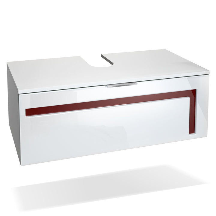 Vladon Waschtisch Waschbecken Unterschrank Aloha V2, Korpus in Weiss matt/Fronten in Weiss Hochglanz
