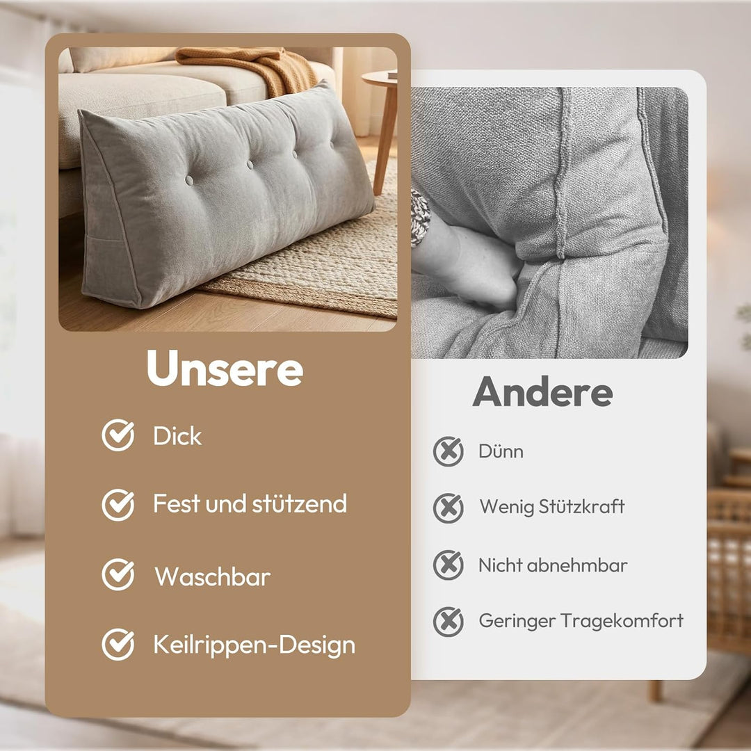 Treeboy Lesekissen Bett & Sofa Rückenkissen, Keilkissen mit abnehmbarem Chenille-Bezug - Ergonomisch