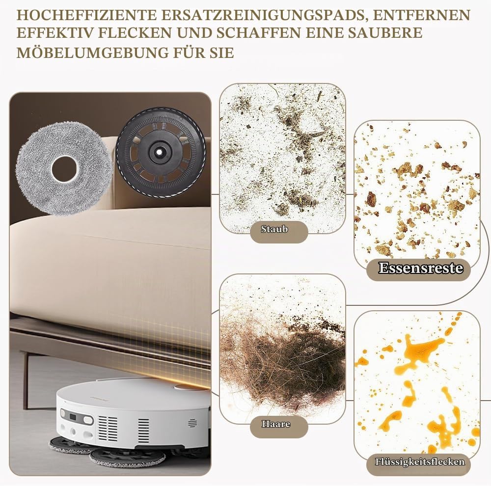 2 Mopptücher mit 2 Ersatzhalterung Wischplatten für Dreame L10S Pro Ultra Heat/L10S Ultra Gen 2/L20