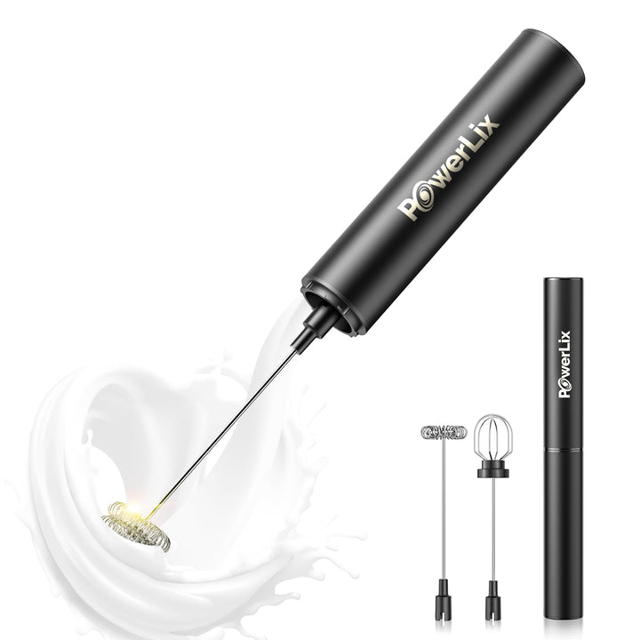 POWERLIX Pro 3-in-1 Elektrischer Milchschäumer Handheld - USB-C Wiederaufladbar, 10.000 U/min Schnel