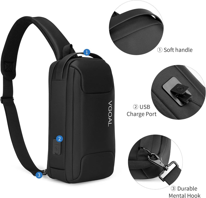 VGOAL Herren Daypack Backpacks Laptop-Computer-Messenger-and-Shoulder-Bags, 6315-a-black