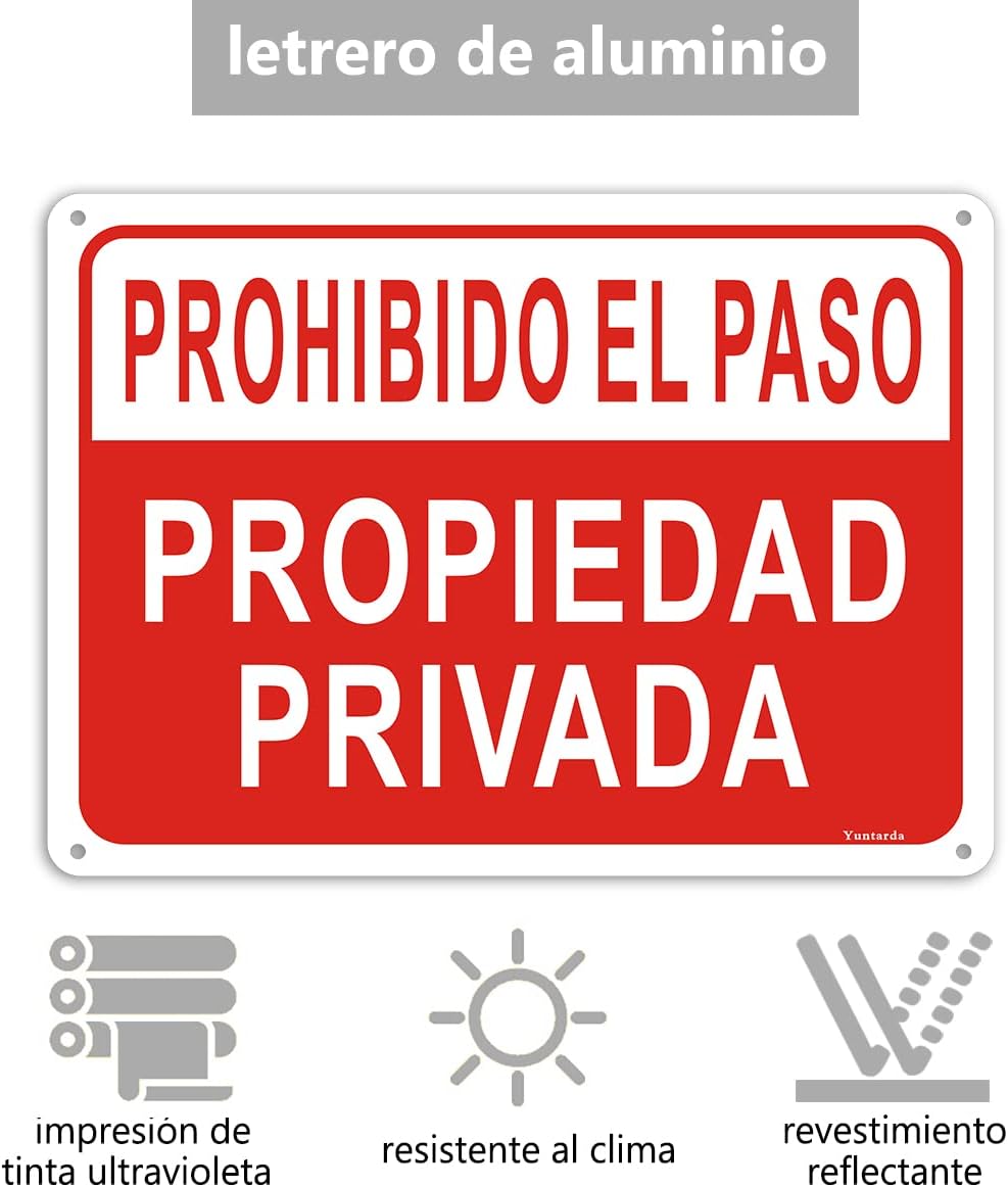 2X Señal De Prohibido El Paso Propiedad Privada, 18X25 cm 2 piezas