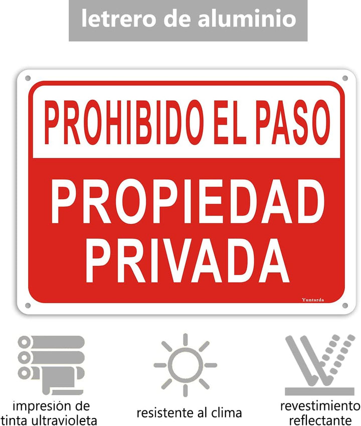 2X Señal De Prohibido El Paso Propiedad Privada, 18X25 cm 2 piezas