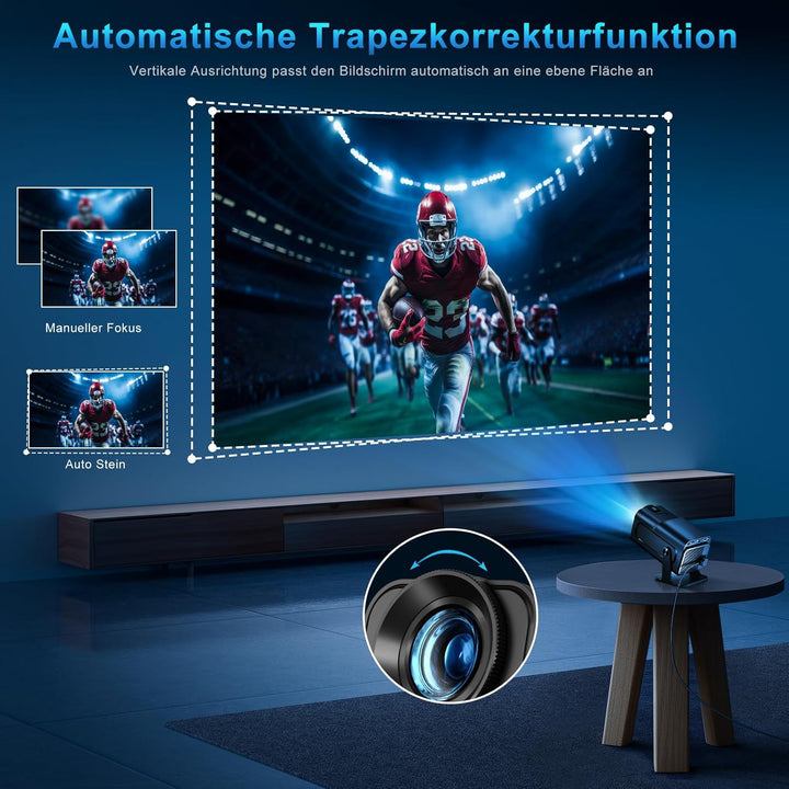 Seseno Beamer, Mini Projektor, 4K FHD 1080P Tragbarer Projektor, Unterstützt Android 11.0 5G WiFi 6