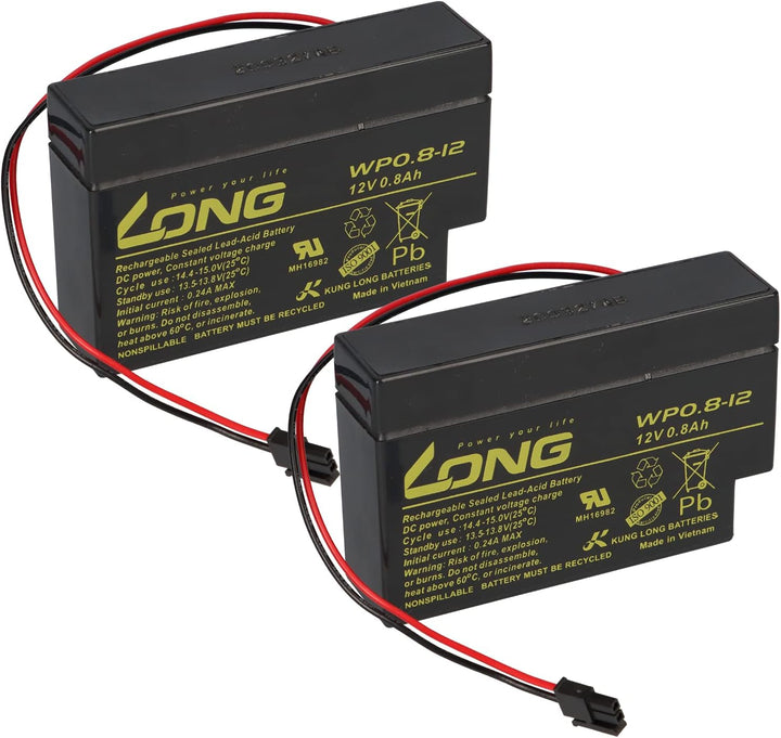 2X Akku WP0.8-12H 12V 0,8Ah Molex Stecker kompatibel Heim & Haus AGM Blei Batterie WSB Set