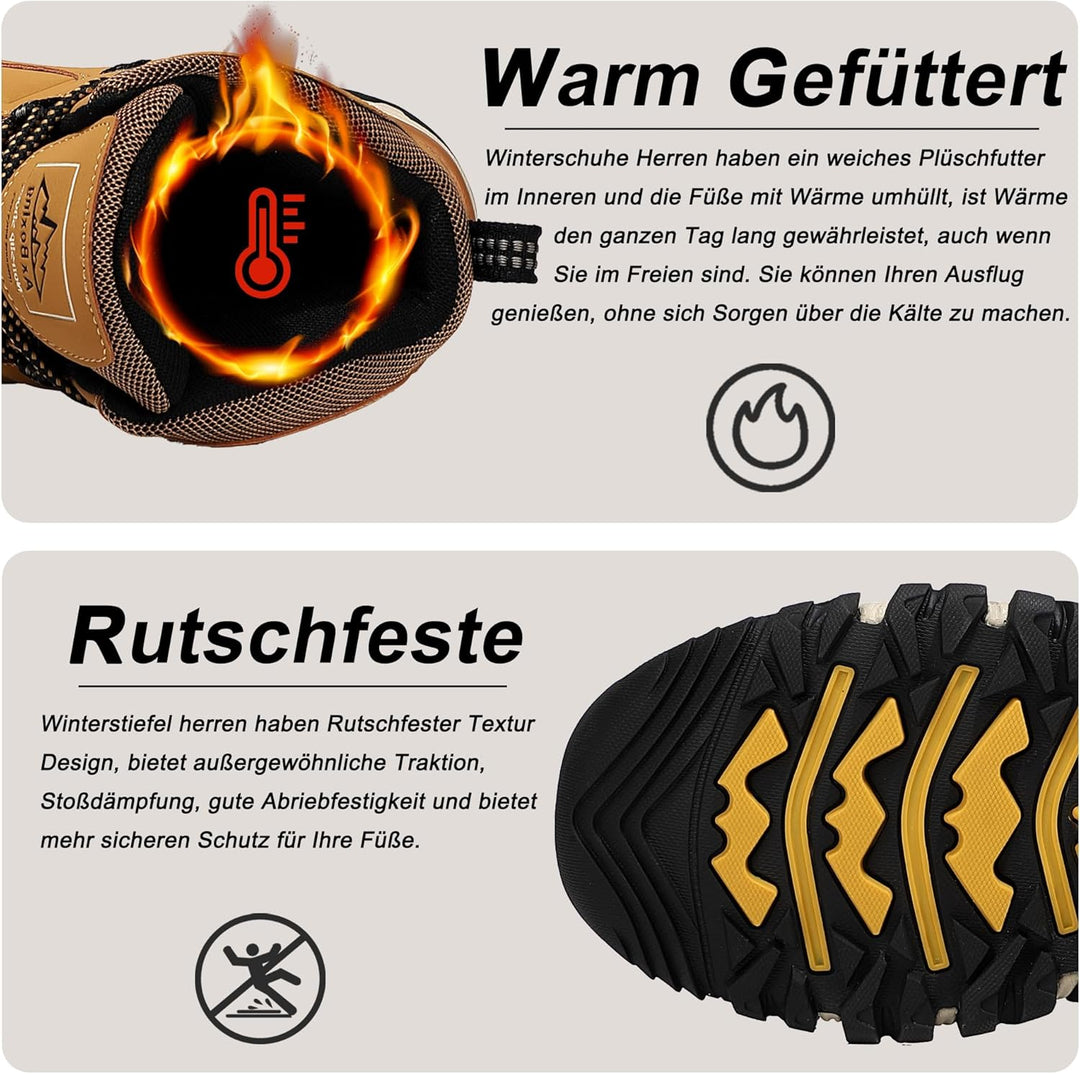 AX BOXING Winterschuhe Herren Gefüttert Winterstiefel Warm Wanderschuhe Draussen Winterboots Rutschf