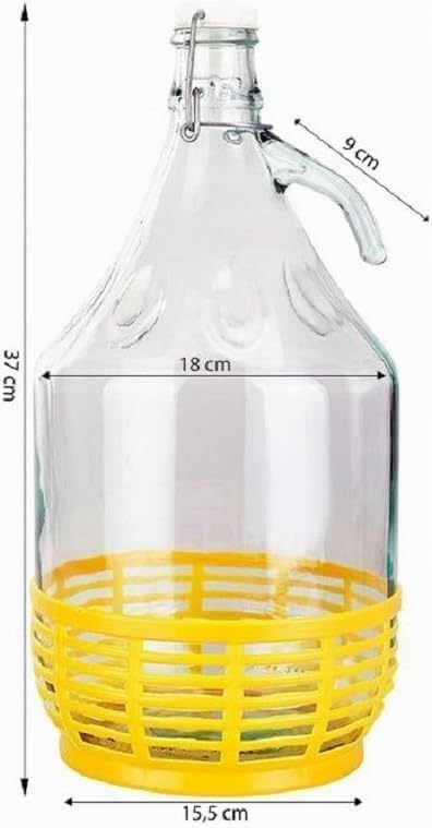 lilawelt24 4 STÜCK 5L Gärballon mit BÜGELVERSCHLUSS und Kunststoffkorb Flasche Glasballon Weinballon