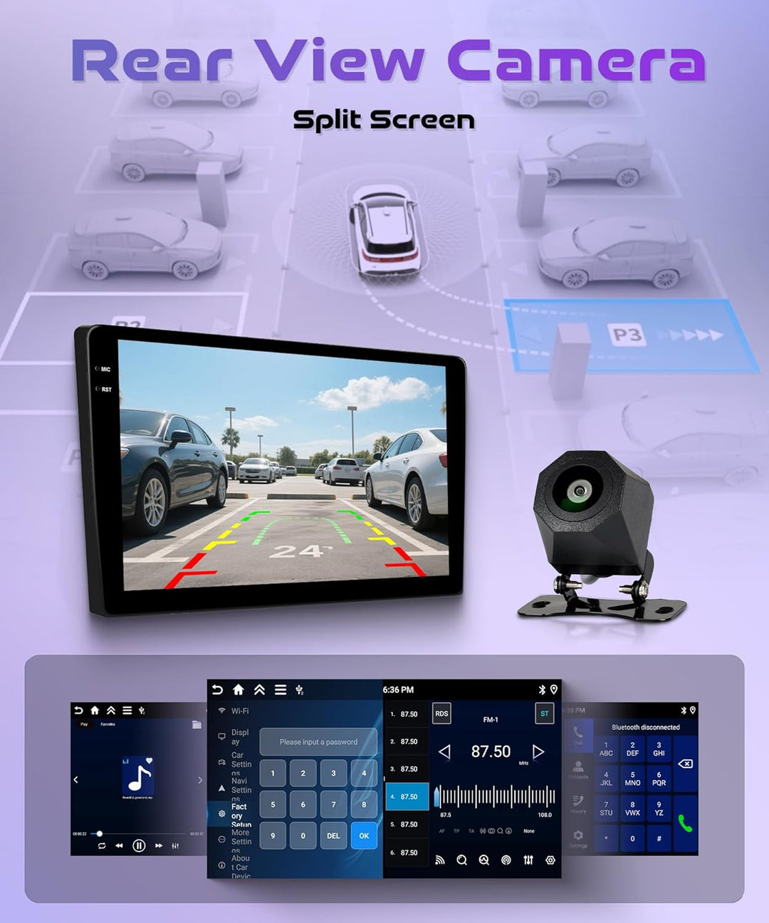 Rimoody 4G+64G Android Autoradio für FIAT 500 2007-2015 Wireless Carplay Android Auto 9 Zoll Incell