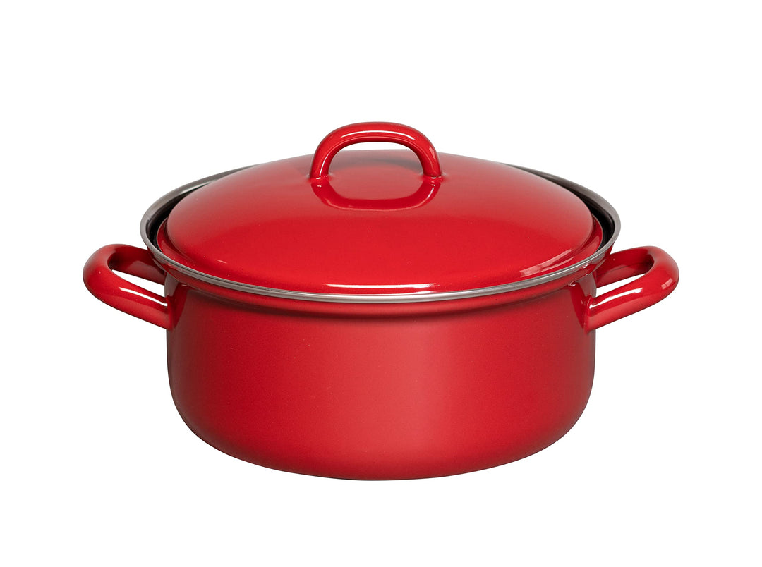 Riess, 0129-020, Kasserolle mit Deckel Ø 18cm, COLOR ROT, Emaille, Vol. (rec.): 1,6 Liter, Made in Ö
