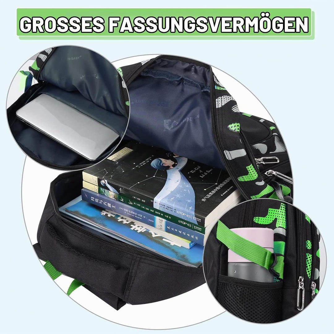 Amythe Kinderrucksack Schulrucksack Jungen Teenager, Lässiger Daypack Schule Leichter aus Nylon, 15-