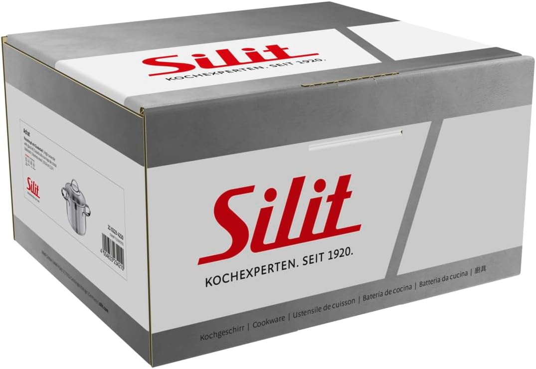 Silit Achat Kochtopf klein 16cm, Glasdeckel, Fleischtopf Induktion 1,9l, Edelstahl teilmattiert, unb