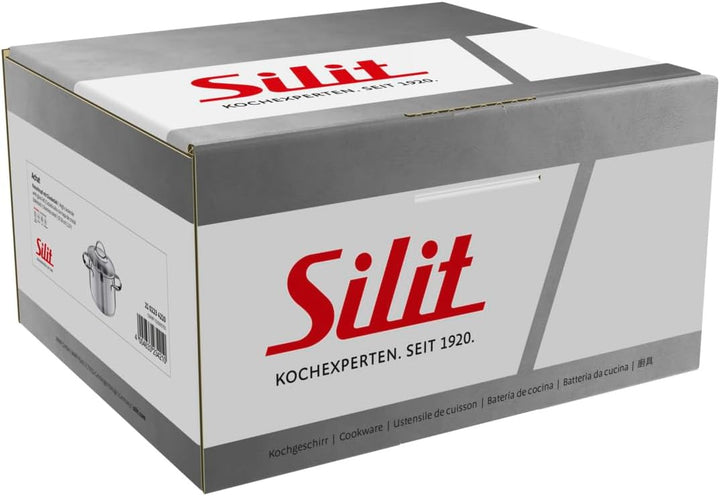 Silit Achat Kochtopf klein 16cm, Glasdeckel, Fleischtopf Induktion 1,9l, Edelstahl teilmattiert, unb
