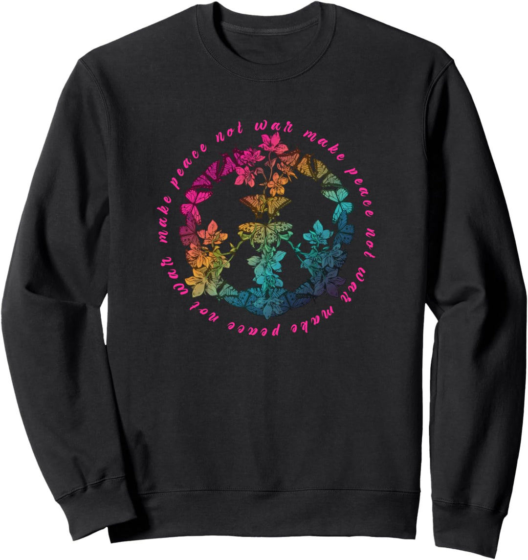 Peace Zeichen - Friedenszeichen mit Schmetterlingen Sweatshirt