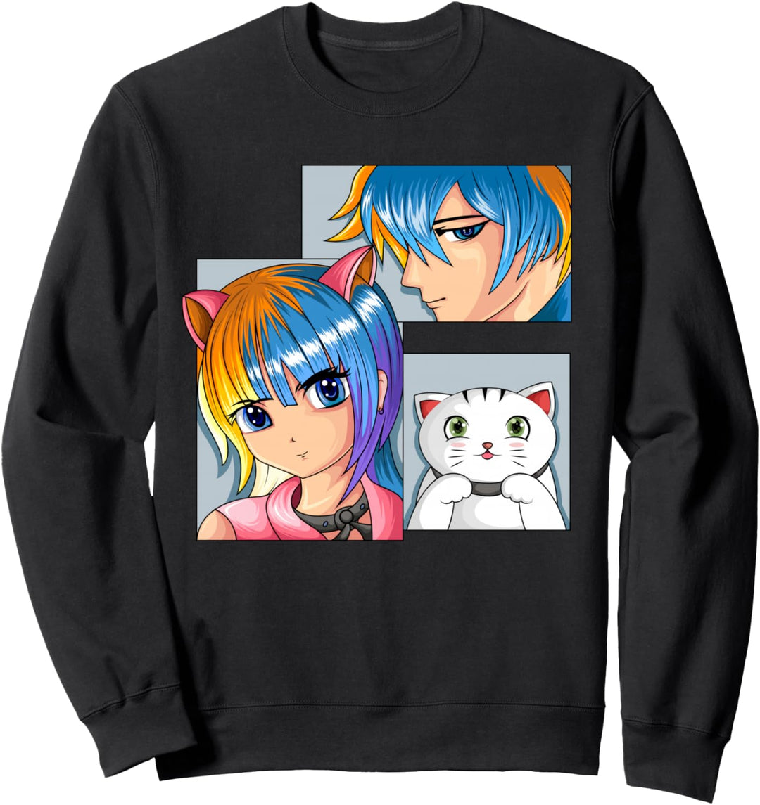 Anime Mädchen Katze Manga Merch Kinder Jungs Sweatshirt