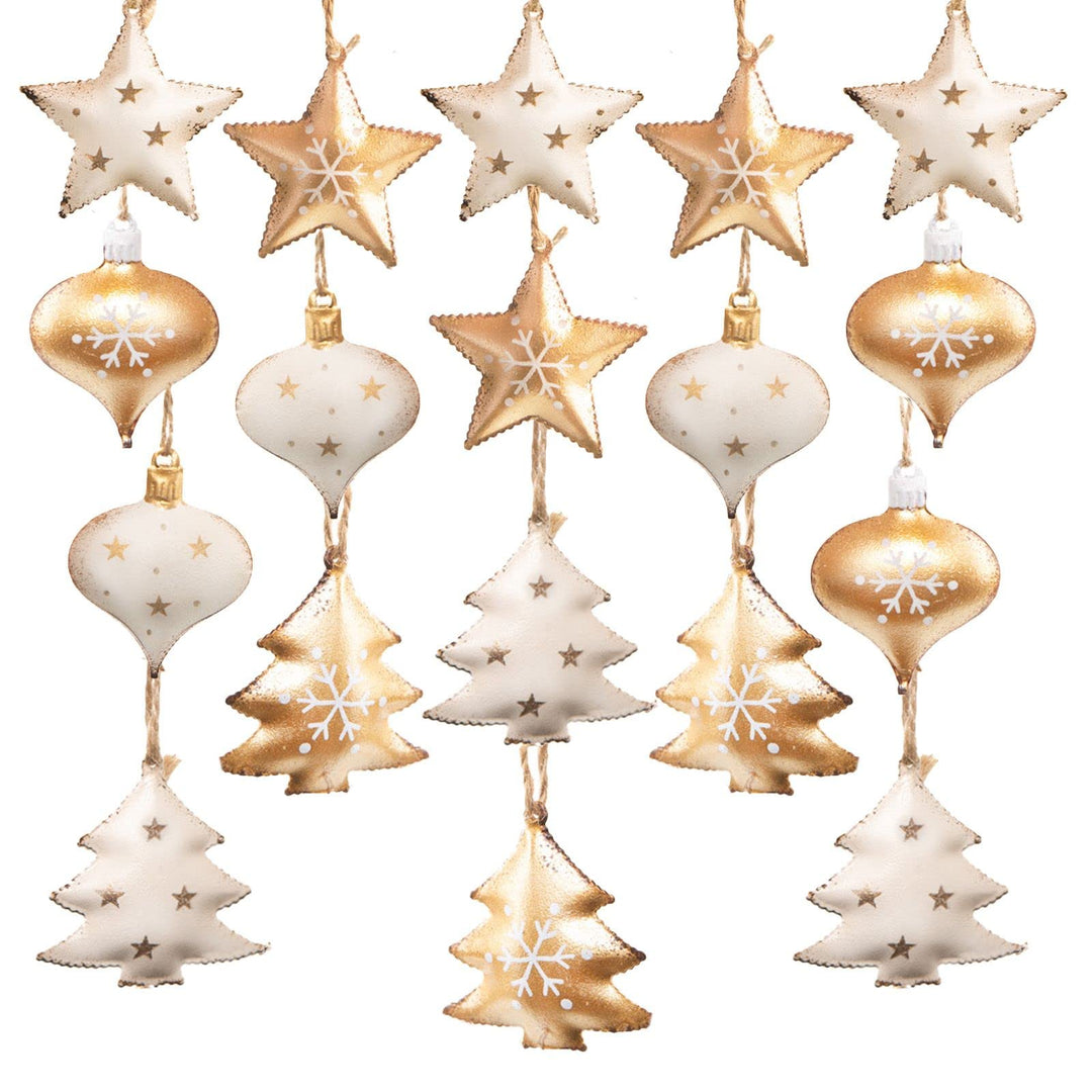 Logbuch-Verlag 18 Weihnachtsbaum Anhänger aus Metall 4 cm Weihnachtsbaumschmuck Sterne + Herzen + Bä
