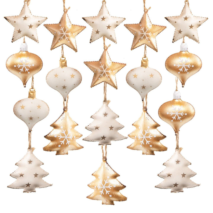 Logbuch-Verlag 18 Weihnachtsbaum Anhänger aus Metall 4 cm Weihnachtsbaumschmuck Sterne + Herzen + Bä