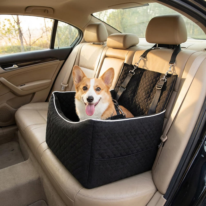 Hunde Autositz für kleine und mittlere Hunde bis 15,8 kg Hundesitz Auto mit 2 Sicherheitsgurten und