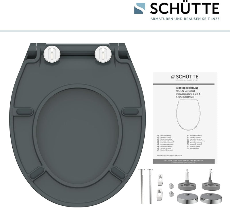 SCHÜTTE 82704 WC Sitz Slim mit Absenkautomatik, Toilettensitz mit Schnellverschluss, schlanker Toile