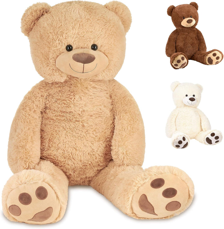 BRUBAKER XXL Teddybär 100 cm gross - Beige - Stofftier Plüschtier Kuscheltier, Beige