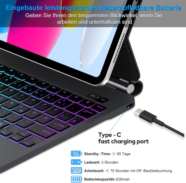 NeoMagic Keyboard für iPad (A16) 11 Generation 2025/10 Generation 2022 Schwarz +1 iPad (A16) 11/10 G
