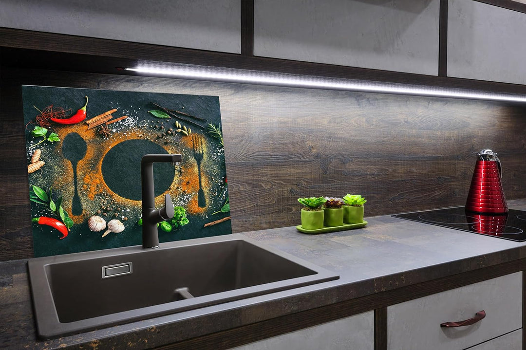 SmartDecoration Herdabdeckplatte Ceranfeldabdeckung aus Glas 60x52 cm Einteilig Motiv "Stein" Grau (