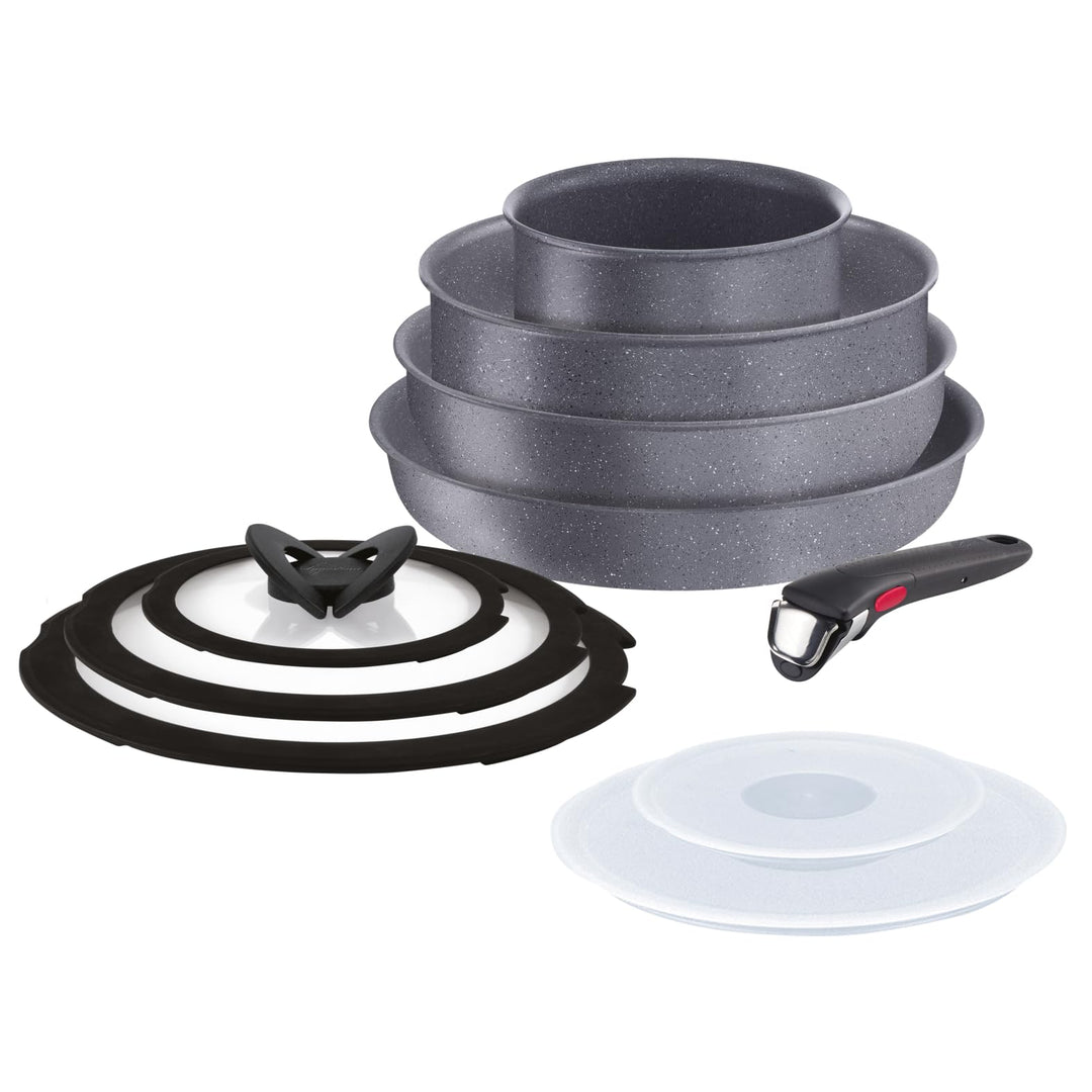 Lagostina Ingenio Mineralis Eco Antihaft-Pfannen-Set, 100% recycelt, 10 Stück, Kasserolle 16 cm, Pfa