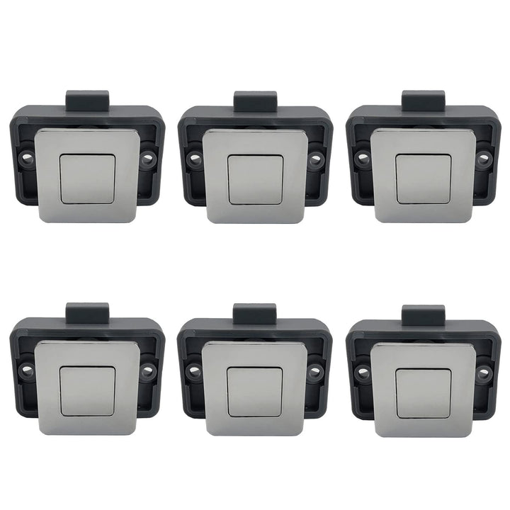 PUROCEAN Metall-Druckknopf-Verriegelung, quadratisch, für Wohnmobile, Chrom, 6 Stück Chrome, Chrome