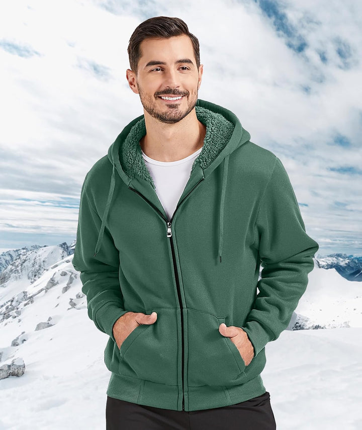 JACKETOWN Herren Sweatshirt Gefüttert Hoodie Reissverschluss Sweatjacke Warm Fleece Winterjacke Tedd