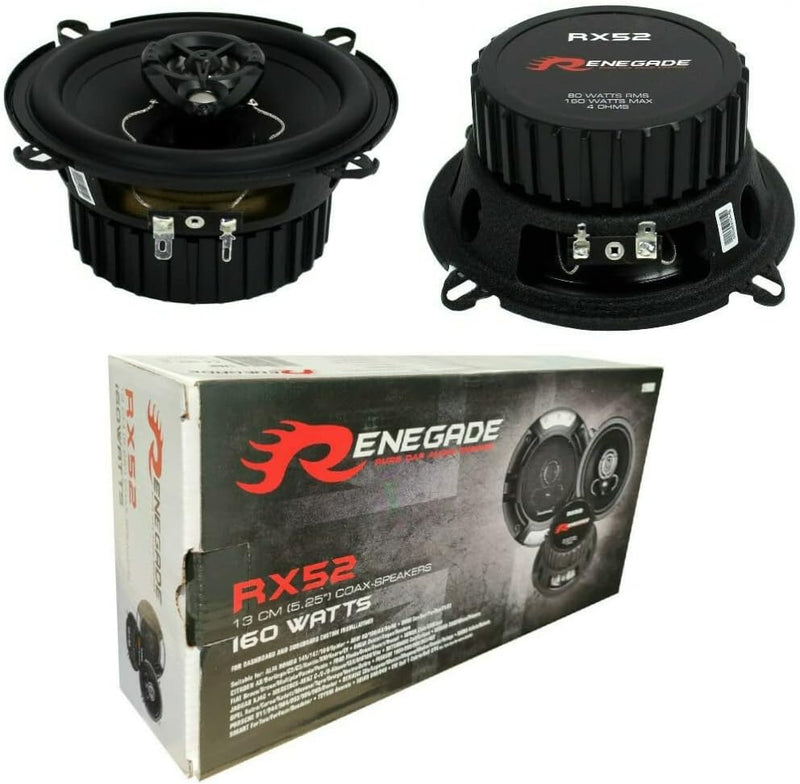 2 Lautsprecher RENEGADE RX52 2 Wege koaxial 5,25" 13,00 cm 130 mm Durchmesser 80 watt rms 160 watt m
