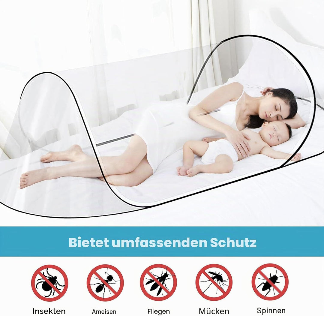 Moskitonetz Reise, faltbares Moskitonetz, Pop Up, Reisebett, 200x80x56 cm, für Bettwäsche, Camping