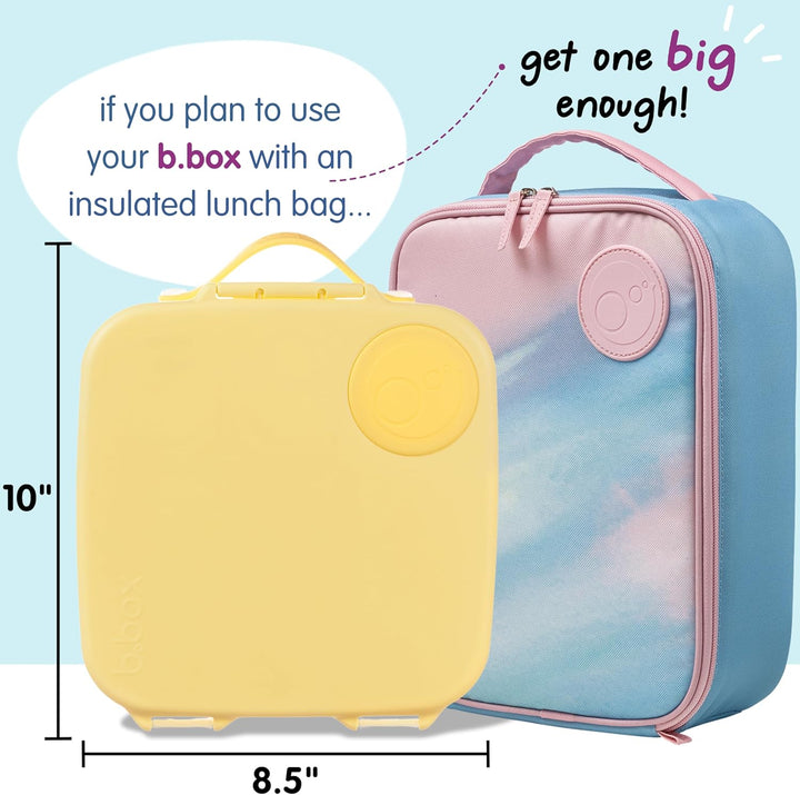 b.box Brotdose | Grosse Bento-Box mit 4 Fächern (2 auslaufsicher), herausnehmbarer Trenner, Gel-Kühl