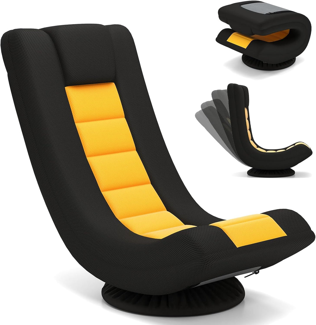 RELAX4LIFE Bodensessel Klappbar, Bodenstuhl mit 4-Fach Verstellbarer Rückenlehne, 360° drehbarem Soc
