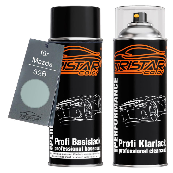 TRISTARcolor Autolack Spraydosen Set für Mazda 32B Stellar Silver Metallic Basislack Klarlack Sprühd