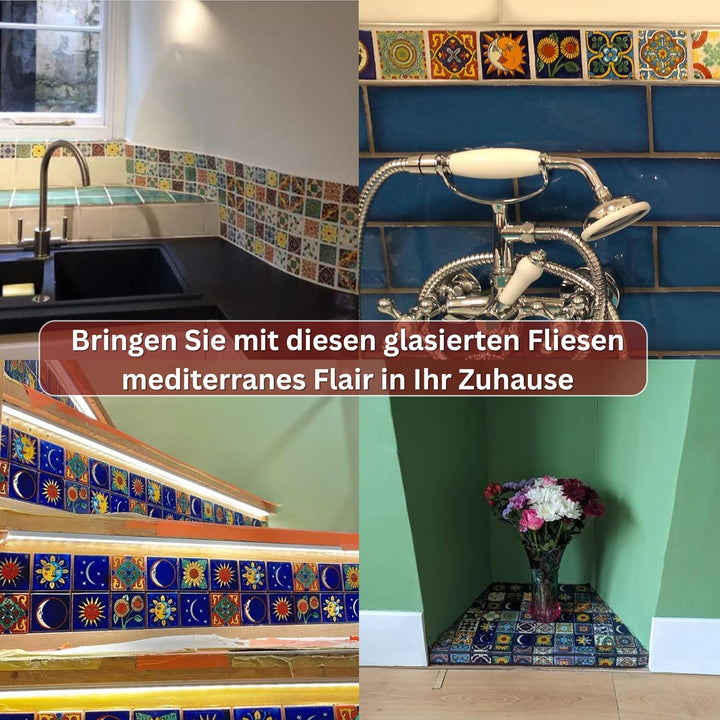 Eine Packung von 50 mexikanischen handgemachten Talavera, 5 cm Fliesen