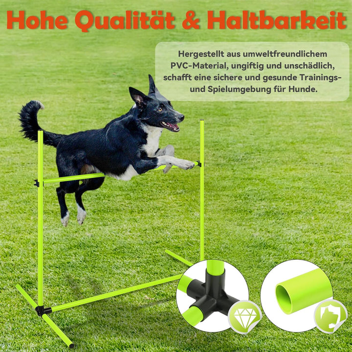 ACXIN Agility Set Hürdenset Hundetraining Zubehör mit 4 Stück Hürden, Slalom Stangen Agility-Ausrüst