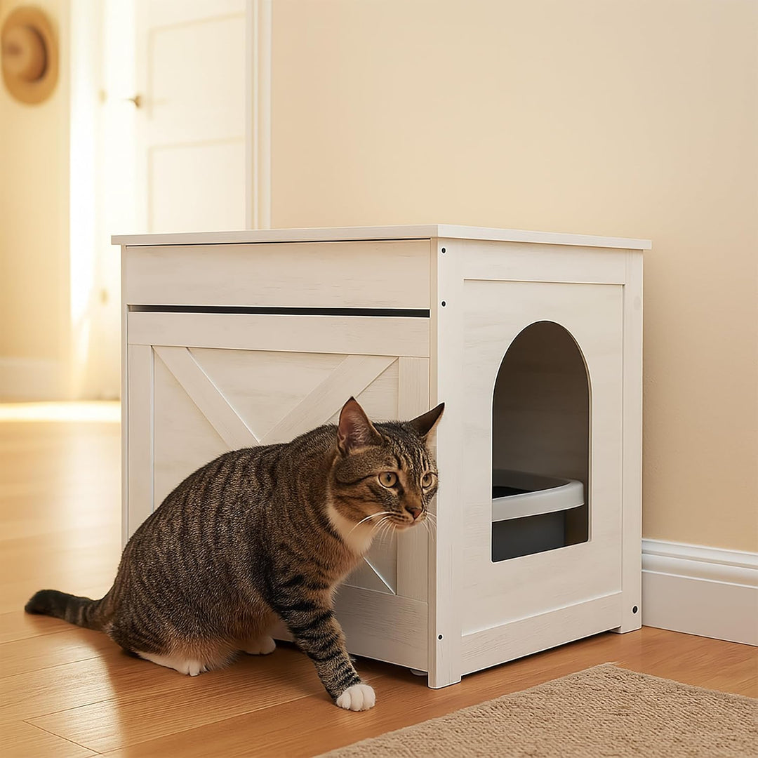 Relaxdays Katzenschrank für Katzentoilette, Katzenklo verstecken, ausziehbare Schublade, HBT: 53,5x6