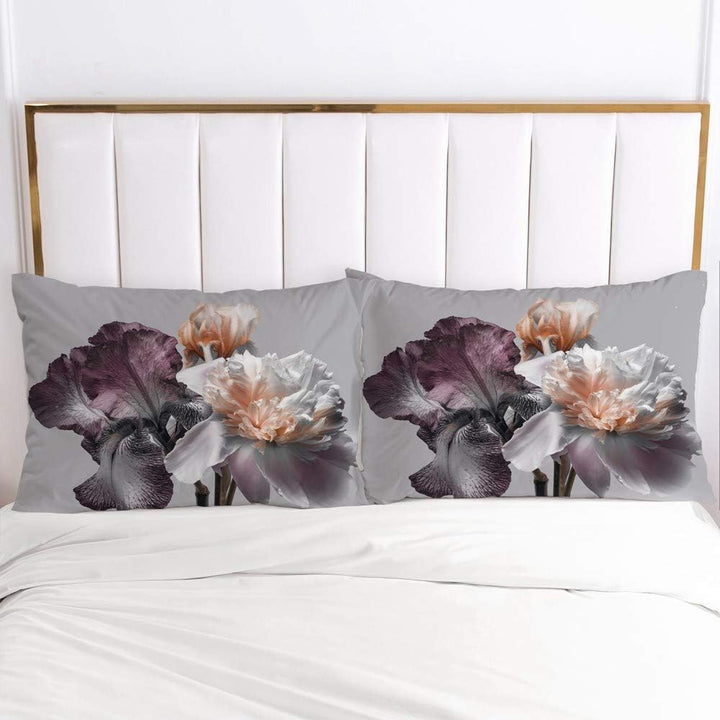 Luowei Bettwäsche 135x200cm 4 Teilig Grau Blumen Floral Aesthetic Bettwäsche-Set für Doppelbett Weic