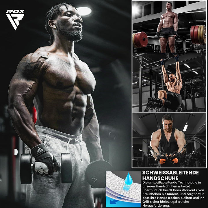 RDX Fitness Handschuhe Herren Damen, Trainingshandschuhe Krafttraining handgelenkschutz für Gewichth