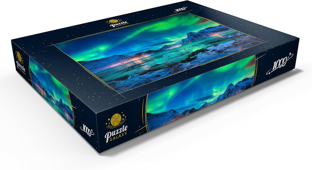 Nordlichter (Aurora Borealis) auf den Lofoten-Inseln, Norwegen - Premium 1000 Teile Puzzle - MyPuzzl