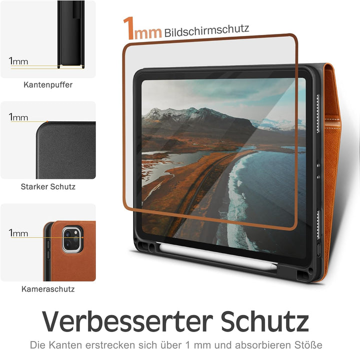 KingBlanc iPad Pro 11 Zoll Hülle 4. Generation (2022)/3./2./1. Gen (2021/2020/2018) mit Apple Pencil