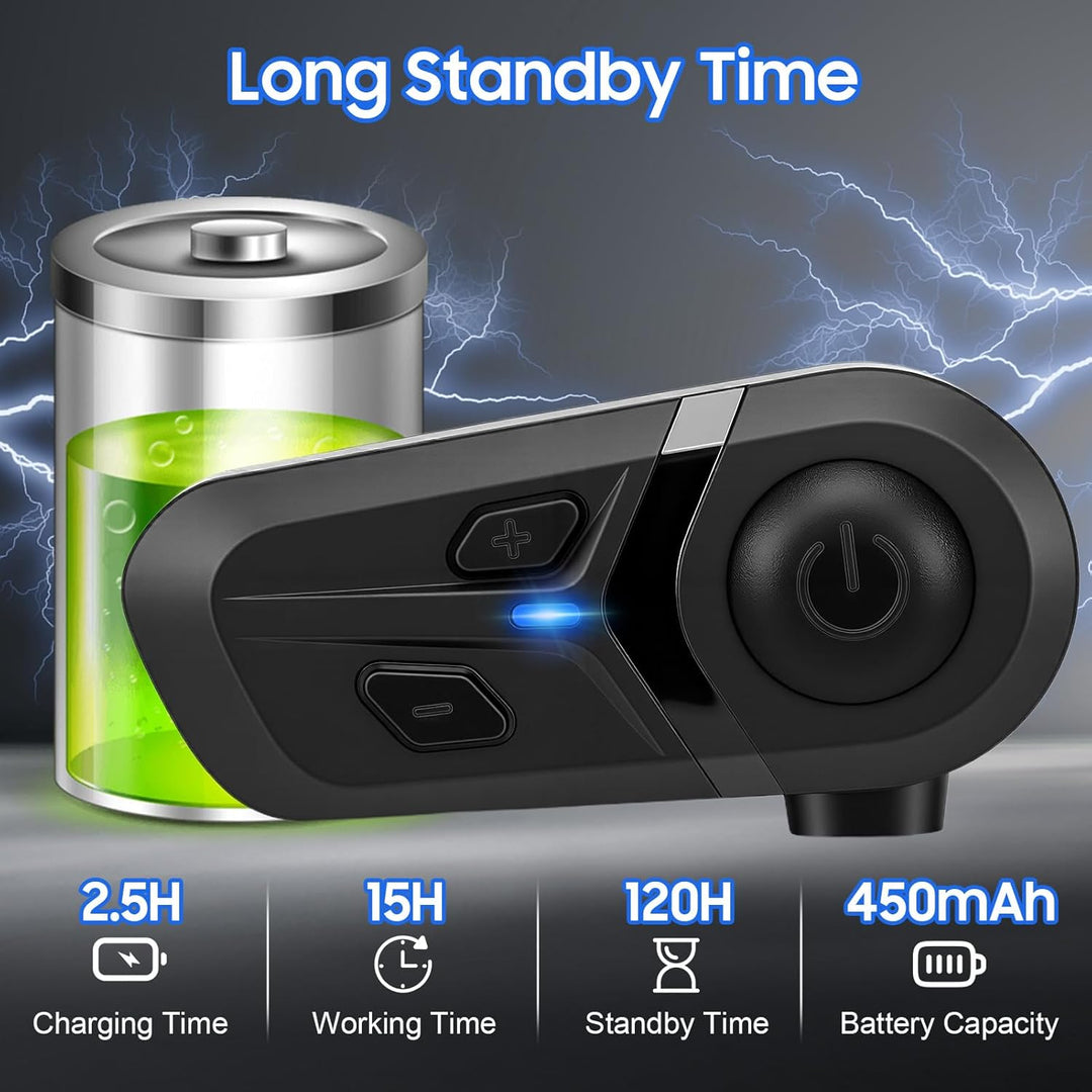 Motorrad Bluetooth Headset, Motorradhelm Headset mit Sprachassistent, Helm Headset Kommunikationssys