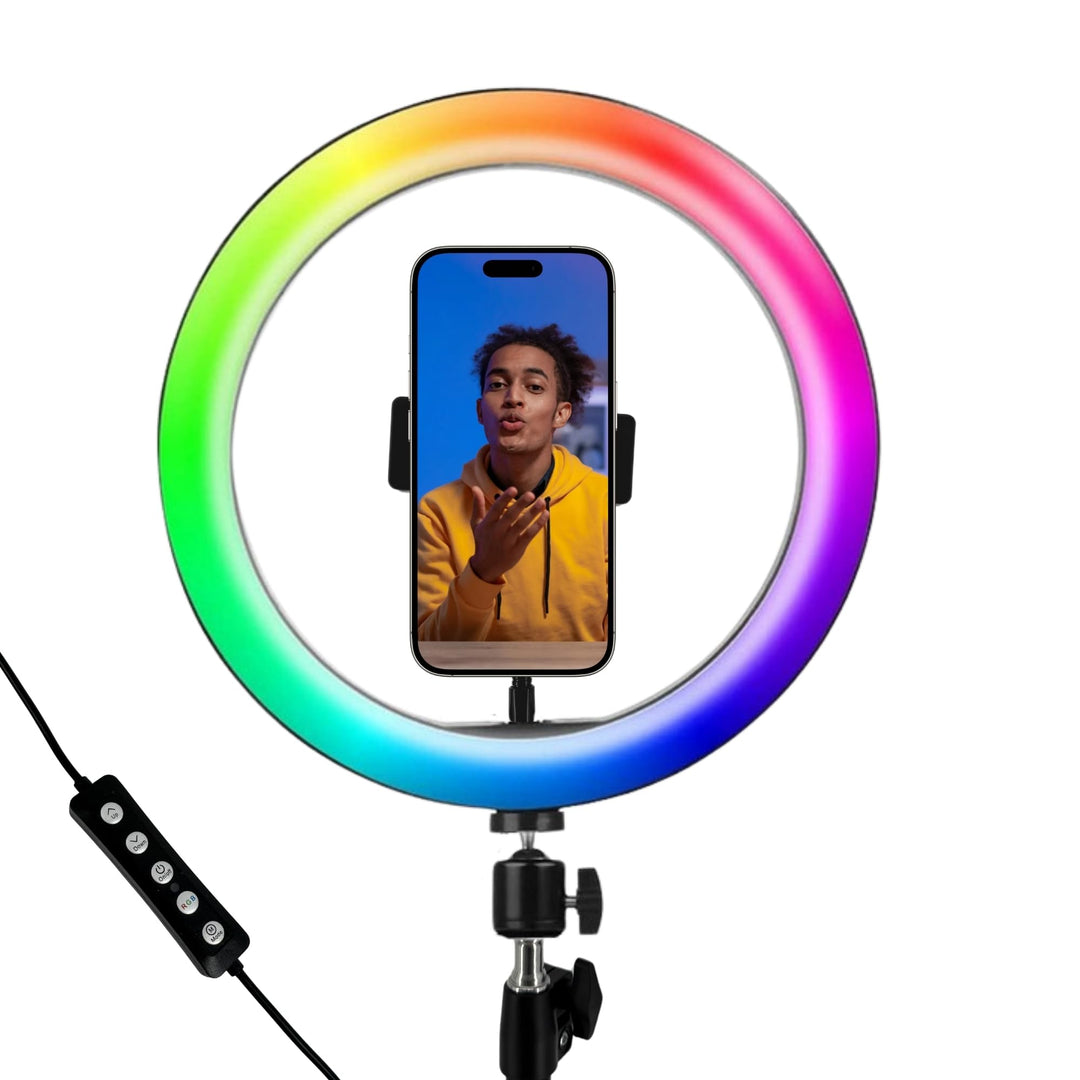Grosses LED RGB Ringlicht 10 Zoll ohne Stativ USB Foto Lampe Smartphone Selfies Licht für iPhone Tik