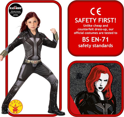 RUBIE'S 3702134-M Black Widow Lizenzartikel Rubies 3702134-Black Movie-Child-Kinder Kostüm M (5-7 Ja