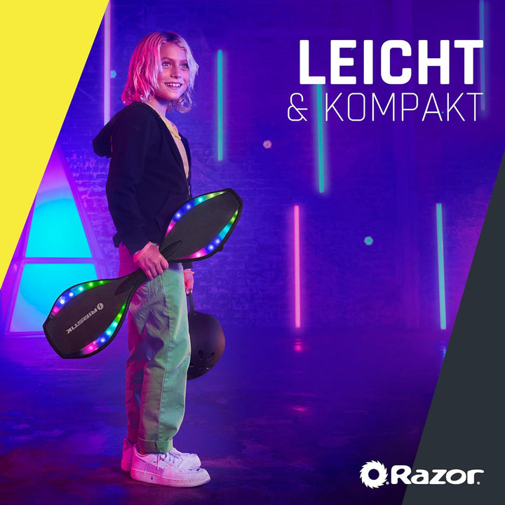 Razor Ripster Lightshow Waveboard - Rollbrett für Kinder ab 8 Jahren mit 360° Lenkung, bewegungsakti