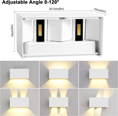 Kingwen 20W LED Wandleuchte Innen/Aussen Aussenlampe 3000K Warmweiss LED Aussenleuchte Rechteckig Ve