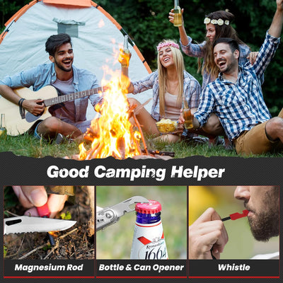 BIBURY Multifunktionale Zange mit Feuerstein & Fensterbrecher, Faltbares Multitools für Männer Ideen